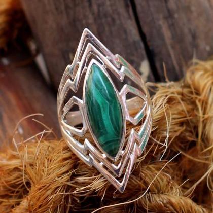 Exclusive Malachite Ring,925 Sterling Silver..