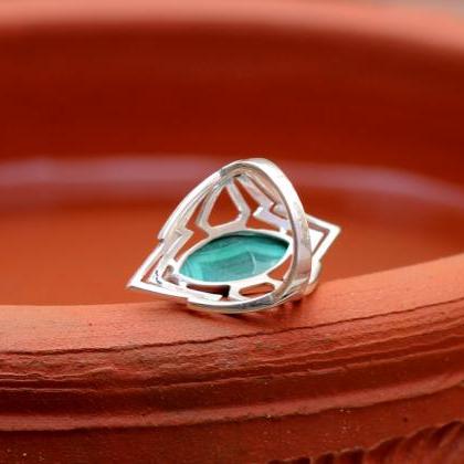 Exclusive Malachite Ring,925 Sterling Silver..