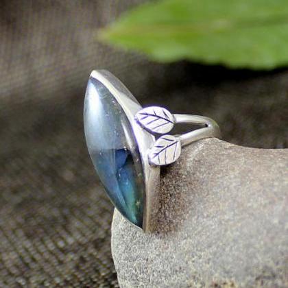 Labradorite Ring, Gemstone Ring, Wedding Ring, 925..