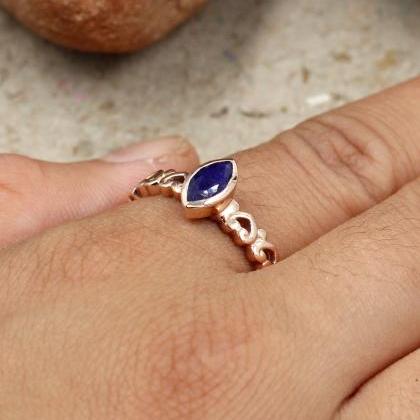 Cute Blue Sapphire Ring,solid 925 Sterling Silver..