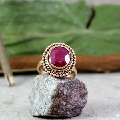 Ornate Ruby Ring,rose Gold Plated 925 Sterling..