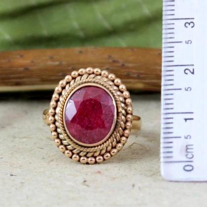 Ornate Ruby Ring,rose Gold Plated 925 Sterling..