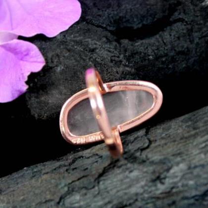 Novel Rough Rock Ring,pink Natural Rose Quartz..