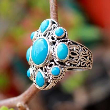 Exclusive Sleeping Beauty Turquoise Ring,oxidized..