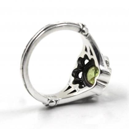 Designer Floral Peridot Ring,birthstone Ring Gift..