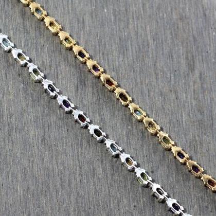 Bejeweled Sparkling Bracelet,925 Sterling Silver..