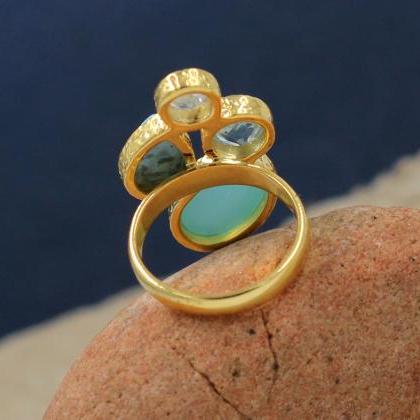 Exquisite Cocktail Gemstones Ring,solid 925..