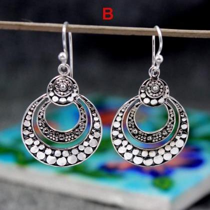 Traditional Silver Ethnic Earring,solid 925..