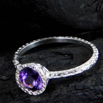 Solitaire Ring,royal Purple Promise Ring,valentine..