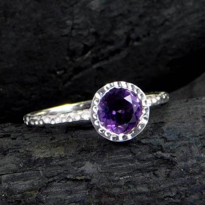 Solitaire Ring,royal Purple Promise Ring,valentine..