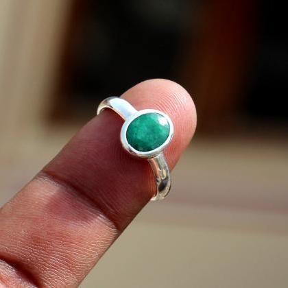 Solitaire Ring,statement Emerald Ring,solid 925..