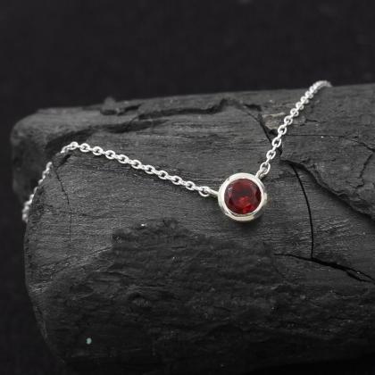 Garnet Gemstone Necklace For Young Girls,solid 925..