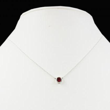 Garnet Gemstone Necklace For Young Girls,solid 925..