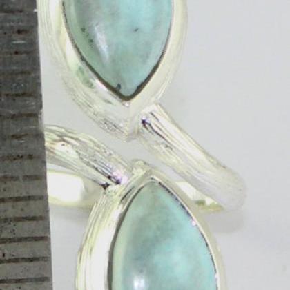 Blue Larimar Silver Ring, Dominican Larimar Ring,..