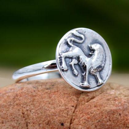 Leo Ring,solid 925 Sterling Silver..