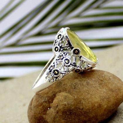 Sparkling Lemon Quartz Ring,wedding Jewelry,bold..