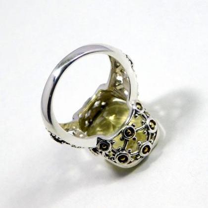 Sparkling Lemon Quartz Ring,wedding Jewelry,bold..
