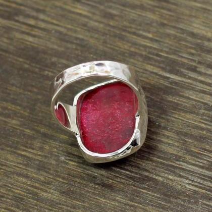 Bold Ruby Ring,anniversary Gift,925 Sterling..