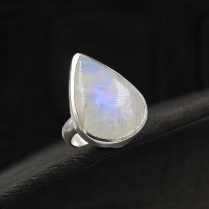Chunky Cocktail Silver Ring,natural Rainbow..