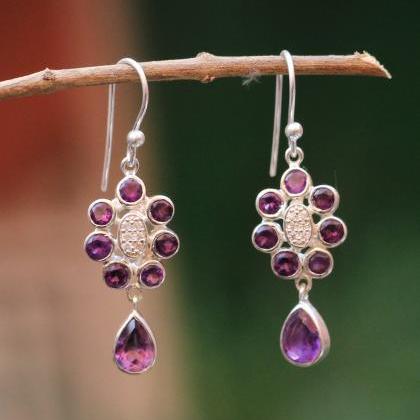 Amethyst Necklace Earring Jewelry Set,solid 925..