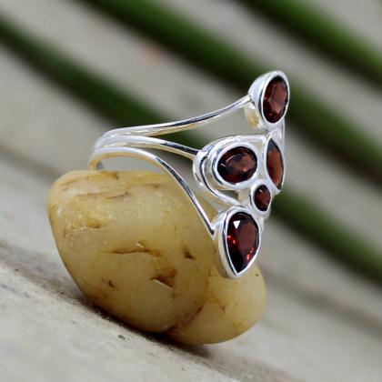 Red Garnet Ring, January Birthstone Jewelry..