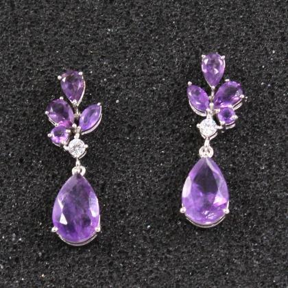 Dazzling Purple Amethyst Cocktail Earring,party..