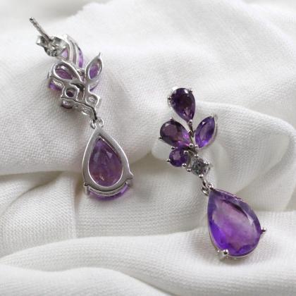 Dazzling Purple Amethyst Cocktail Earring,party..