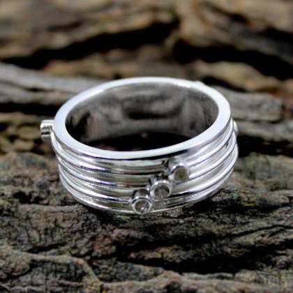 Three Tone Spinner Ring,anniversary Gift Thumb..
