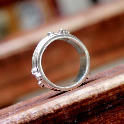 Three Tone Spinner Ring,anniversary Gift Thumb..