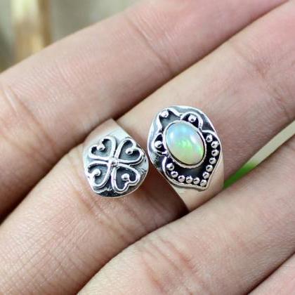 Exotic Opal Front Open Adjustable Ring,solid 925..
