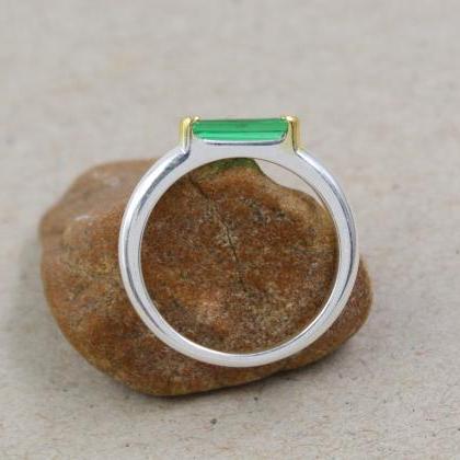 Multi Stone Ring,two Tone Long Baguette Ring,925..