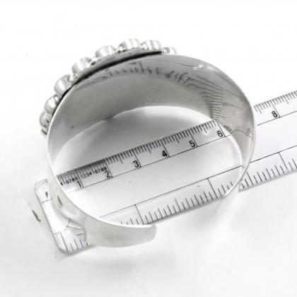 Ruby Cuff Bracelet,solid 925 Sterling Silver..