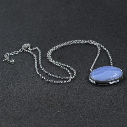 Gorgeous Blue Lace Agate Necklace,solid 925..