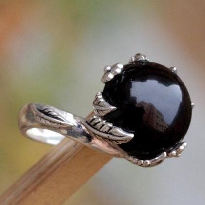 Unique Designer Ring,genuine Black Onyx..