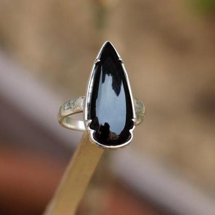 Unique Designer Ring,genuine Black Onyx..