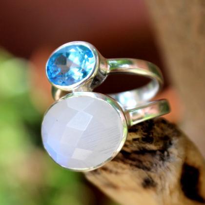 Moonstone Ring & Blue Topaz..
