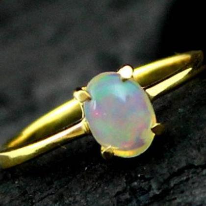 Natural Ethiopian Opal Solitaire Ring,promise..