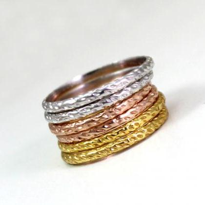 Two Plain Silver Band,stacking Rings Combo,solid..