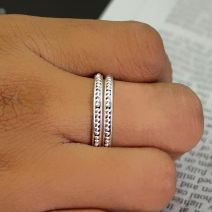 Two Plain Silver Band,stacking Rings Combo,solid..