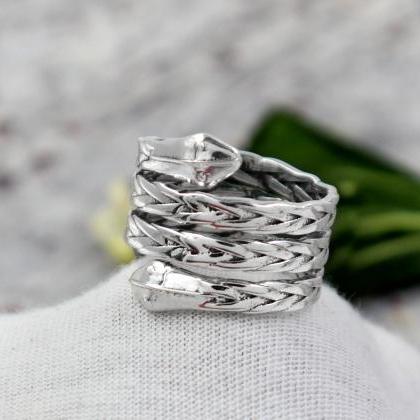 925 Sterling Solid Silver Snake Ring,..