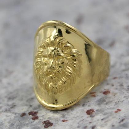 925 Sterling Solid Silver Lion Ring,..