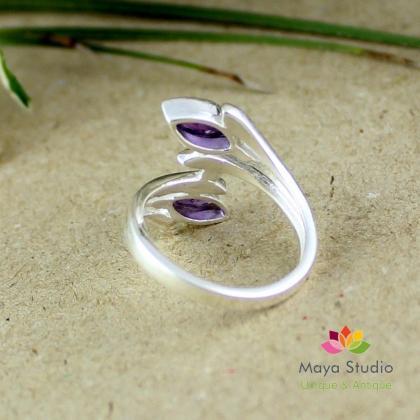 Amethyst Two Stone Ring,promise Friendship..