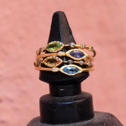 Elegant Four Ring Set,stacking Rings,opulent..