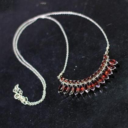 Exotic Red Garnet Necklace,garnet Pendant Chain..
