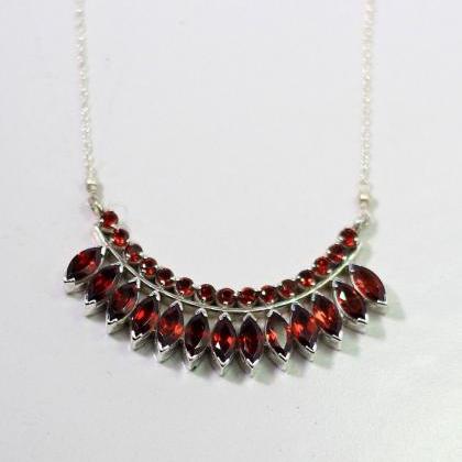 Exotic Red Garnet Necklace,garnet Pendant Chain..