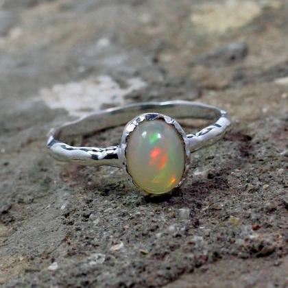 Natural Opal Ring,solitaire Engagement..