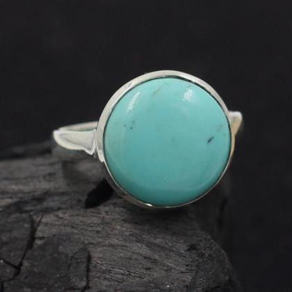 Natural American Turquoise Ring,solid 925 Sterling..