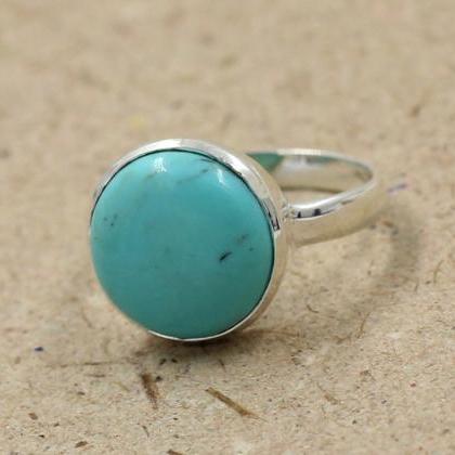 Natural American Turquoise Ring,solid 925 Sterling..