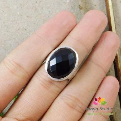 Impressive Black Onyx Ring,gift For Dad,solitaire..