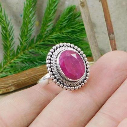 Exquisite Ruby Ring,solid 925 Sterling Silver..